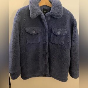 Forever 21 deep periwinkle Teddy Jacket Size M 29” length